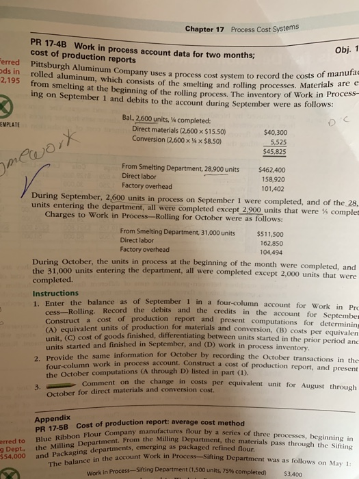 Chapter 17 Process Cost Systems PR 17-4B Work in process account