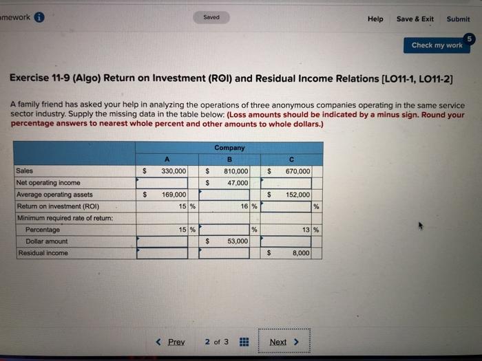  amework Saved Help Save & Exit Submit Check my work Exercise