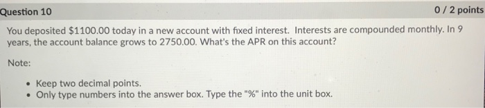 how do i solve this on excel? Question 10 0/2 points You