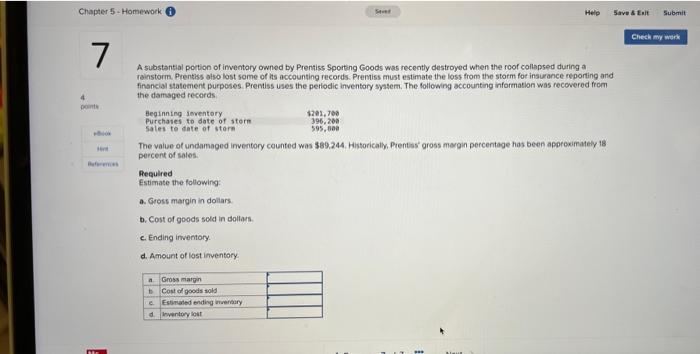  Chapter 5 - Homework Help Save & Exit Submit Check my