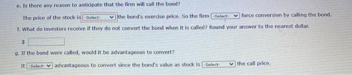 bond: Coupon: 7 percent ($70 per $1,000 bond) Exercise price: $27 Maturity