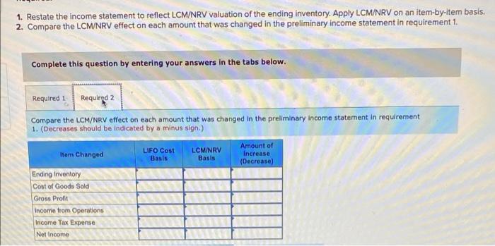 statements dated December 31. The company reported its inventory using the LIFO