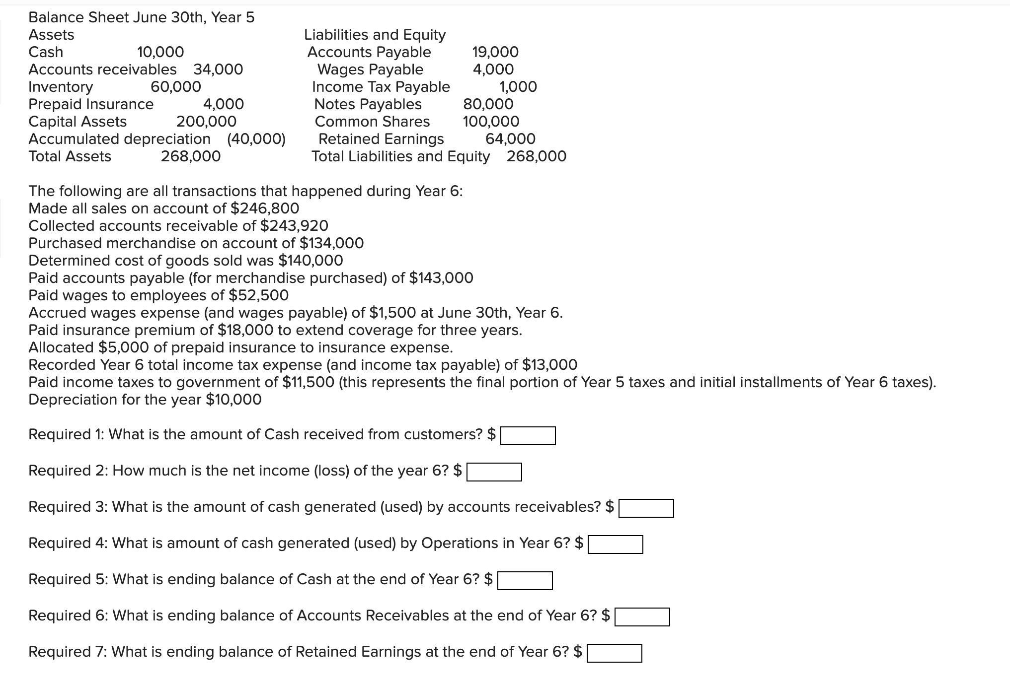  Balance Sheet June 30th, Year 5 Assets Liabilities and Equity Cash