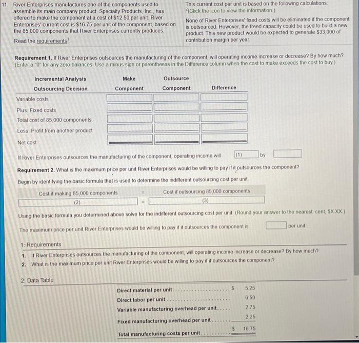  please do requirements 1 and 2 data table and awnser choices