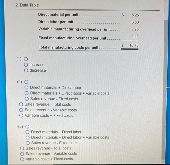 below the data table is on the bottom and the 2 requirments