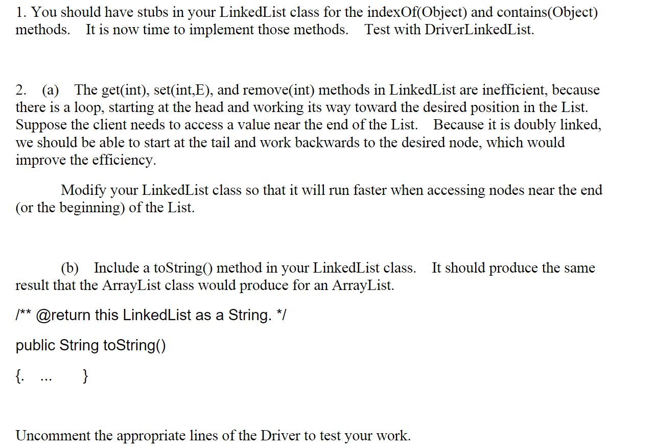  CODE TO BE MODIFIED BELOW >>>>>> >>>>> LIST CLASS package list;