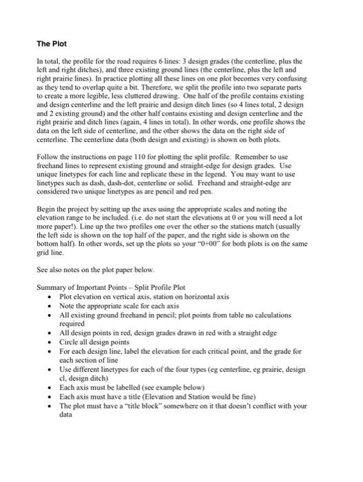 the profile for the road requires 6 lines: 3 design grades (the