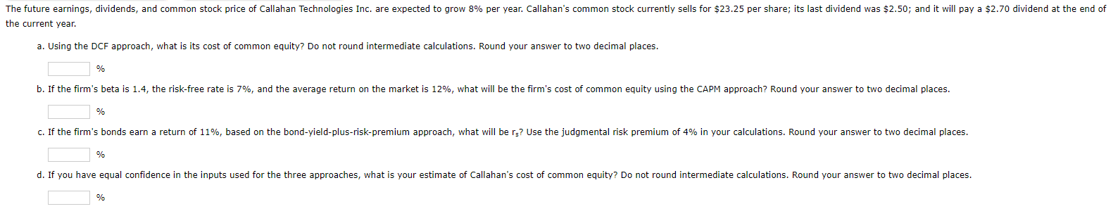the current year. a. Using the DCF approach, what is its