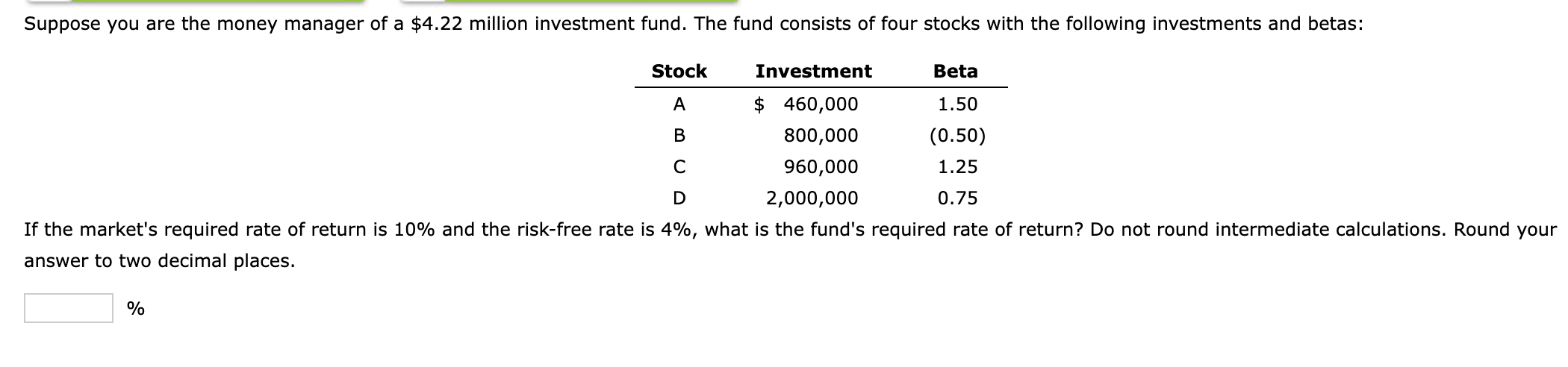 answer to two decimal places. %
