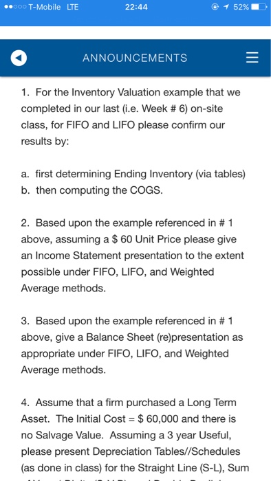  Inventory valuation , this is problems for using example 000 T-Mobile