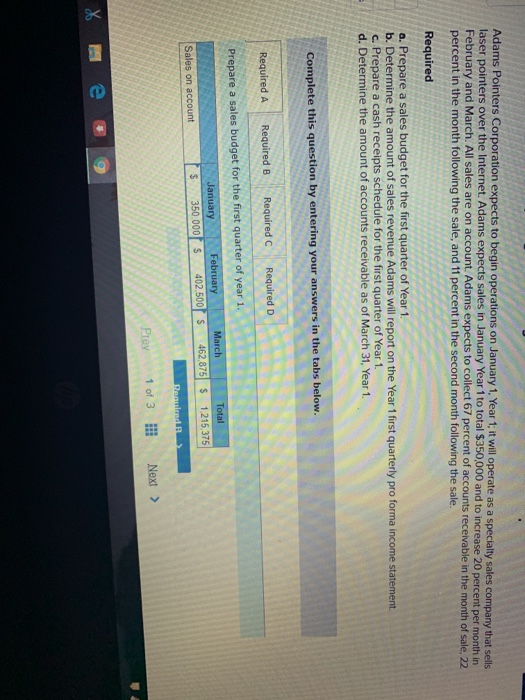  Adams Pointers Corporation expects to begin operations on January 1, Year