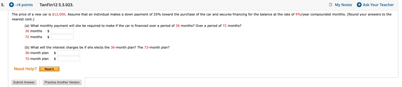  5. + -/4 points TanFin 12 5.3.023. My Notes Ask Your
