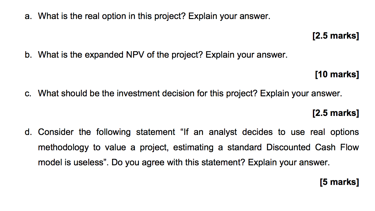 cost (year zero) of 200 million and present value (year zero) of