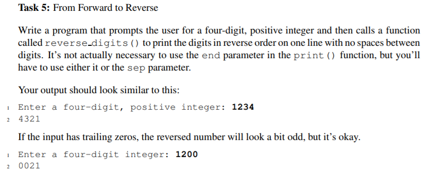  in python code please double check for errors Task 5: From