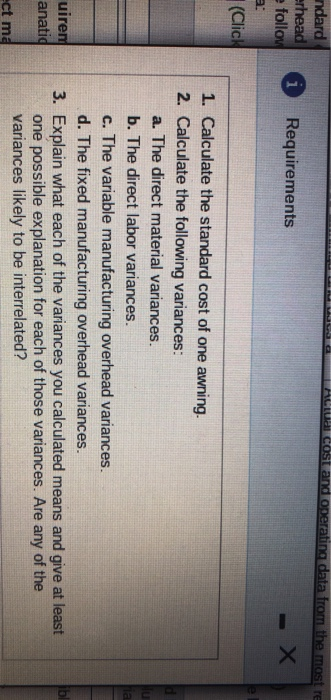 awnings and uses a Actual cost and operating data from the most
