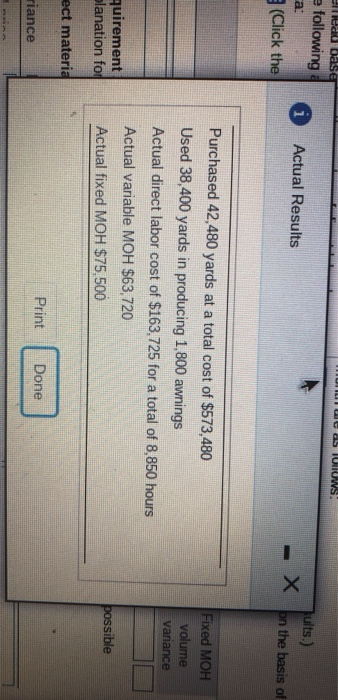 recent Patterson Awning standard cost system. The company allocates overhead based on