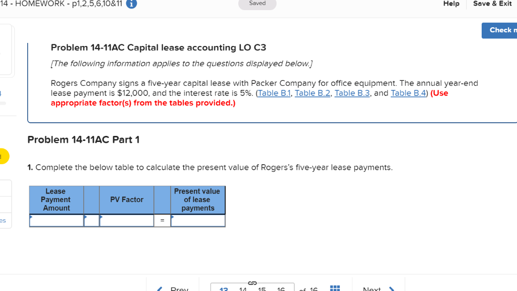14 - HOMEWORK - p1,2,5,6,10&11 i Saved Help Save & Exit
