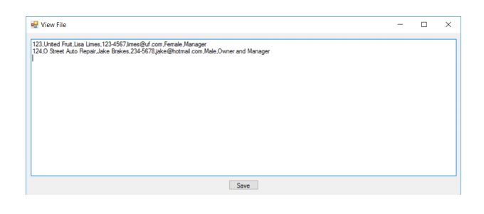 a file named Contacts.csv exists. If it does not exist, then it