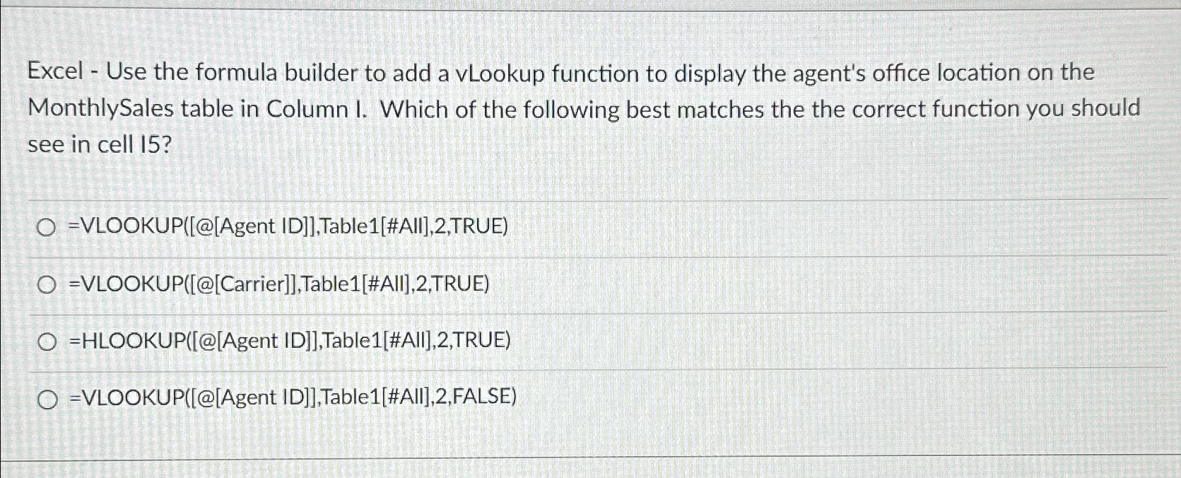  Excel - Use the formula builder to add a vLookup function