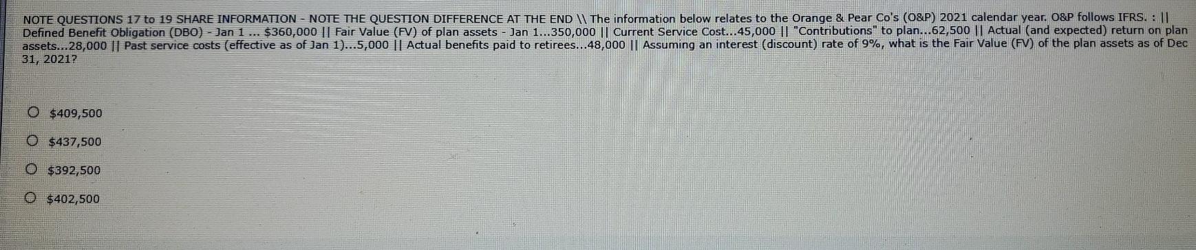 NOTE QUESTIONS 17 to 19 SHARE INFORMATION - NOTE THE QUESTION
