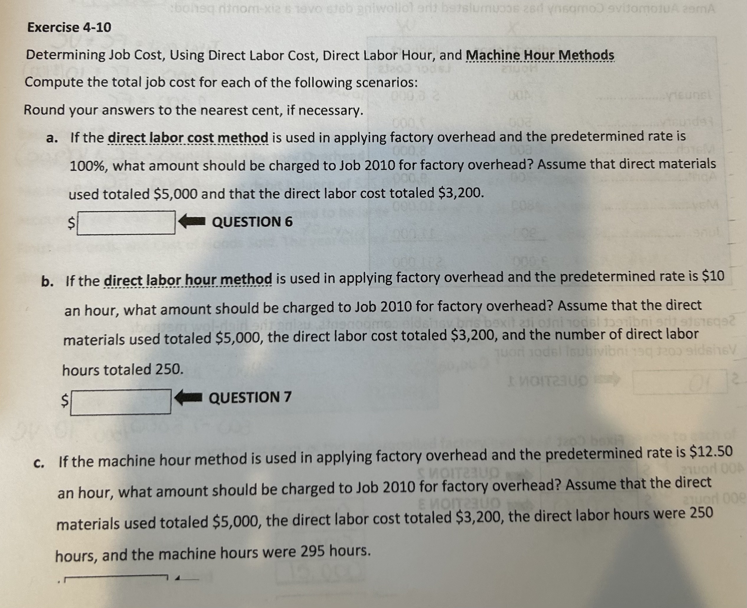 Determining Job Cost, Using Direct Labor Cost, Direct Labor Hour, and