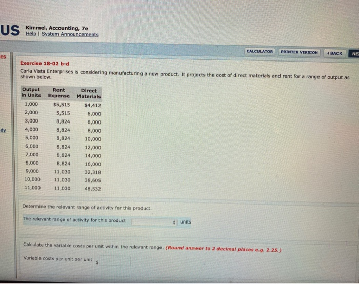  II Kimmel, Accounting, 7e Help System Announcements CALCULATOR PRINTER VERSION BACK