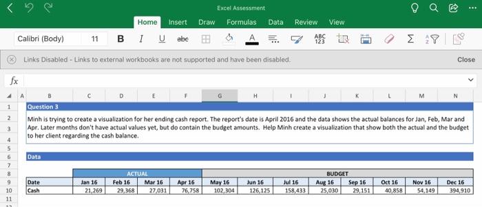 ABC Excel Assessment Home Insert Draw Formulas Data Review View Calibri