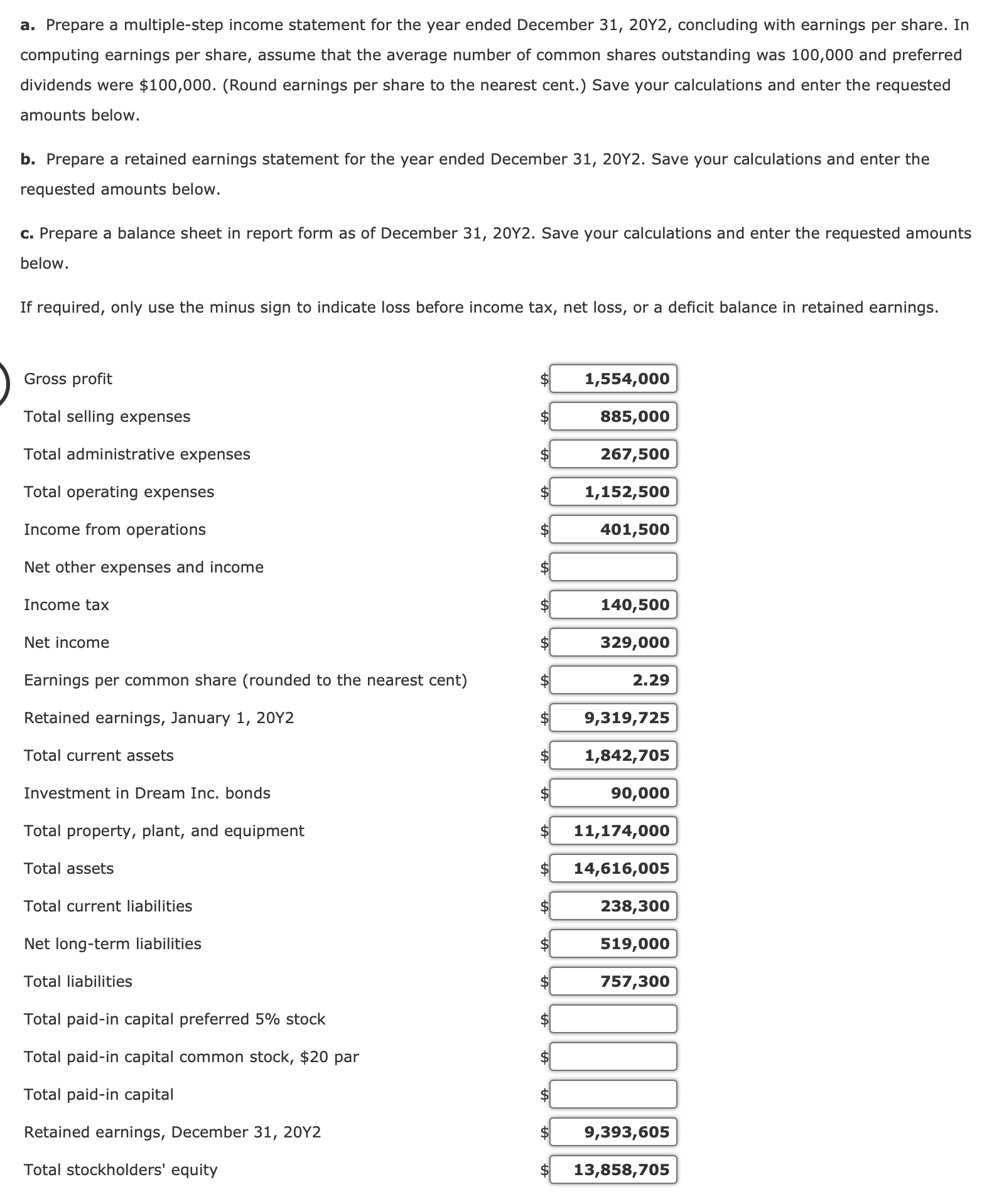 4 specific values. Comprehensive Problem 4 Part 2: Note: You must complete