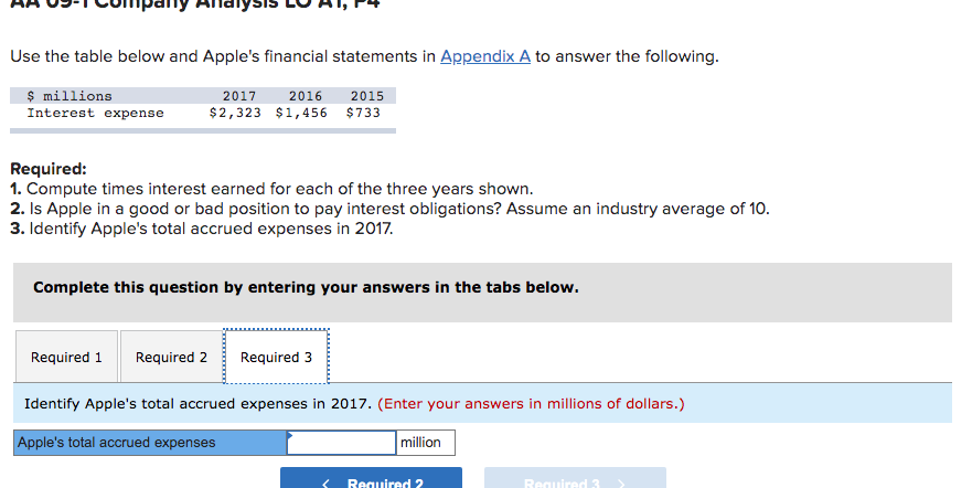  Use the table below and Apple's financial statements in Appendix A