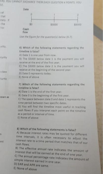  S. YOU CANNOT EXCHANCE THEM.EACH QUESTION POINTS. YOU Date 0 that