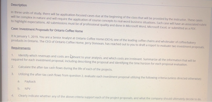  Description In three units of study, there will be application-focused cases