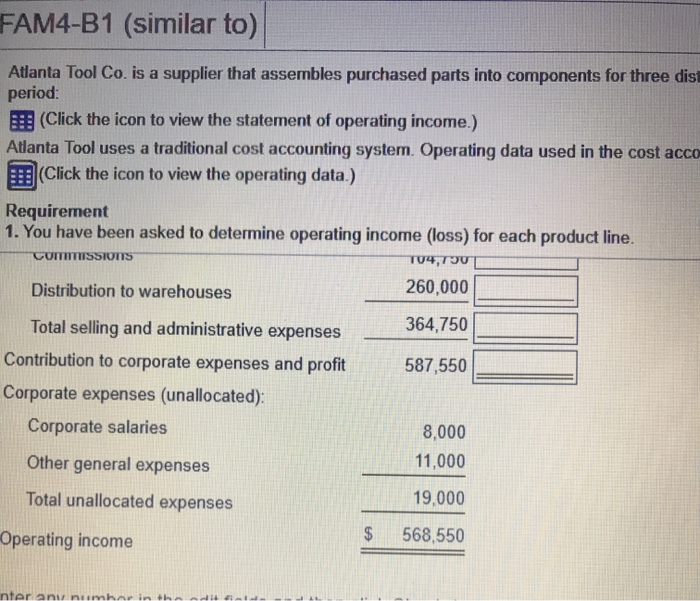 based on machine hours) Gross profit Selling and administrative expenses Commissions Distribution