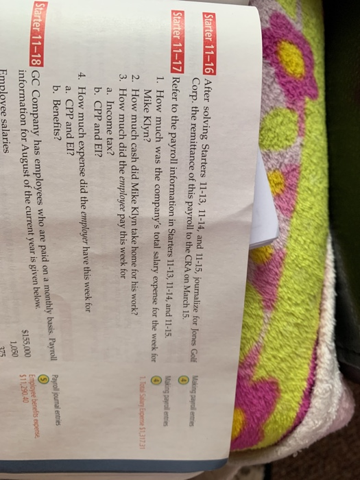 entries 1. Total Salary Expense $1,317.31 Starter 11-16 After solving Starters Corp.