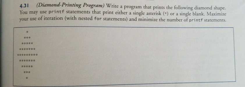 C Programming Diamond-Printing Program) Write a program that prints the following diamond