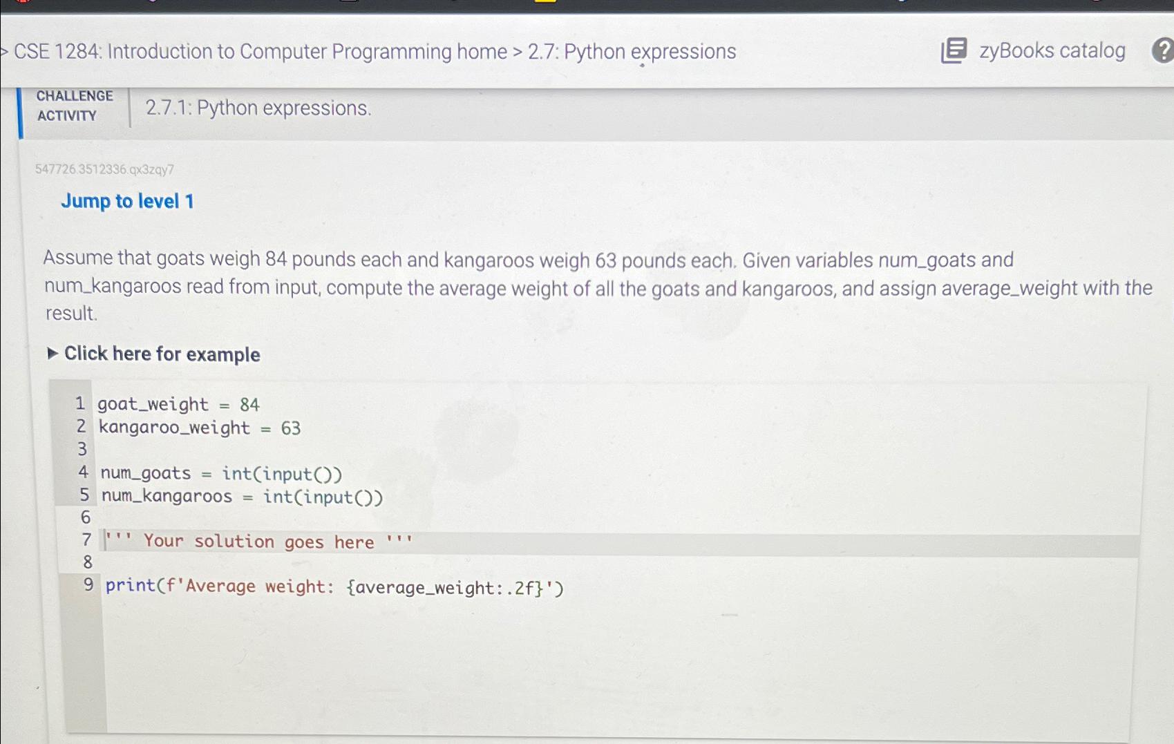  CSE 1284: Introduction to Computer Programming home >2.7 : Python expressions