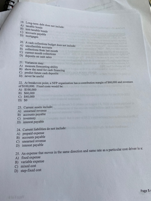  19. Long-term debt does not include: A) taxable bonds B) non-taxable