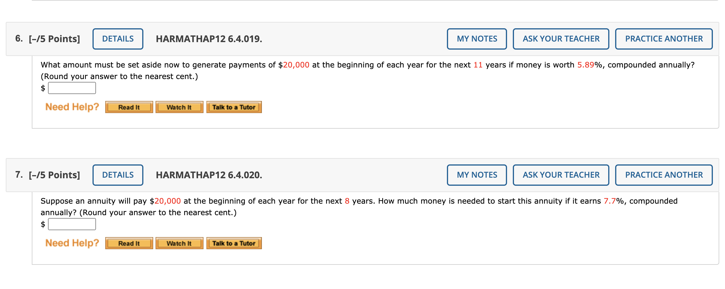  6. [-75 Points] DETAILS HARMATHAP12 6.4.019. MY NOTES ASK YOUR TEACHER