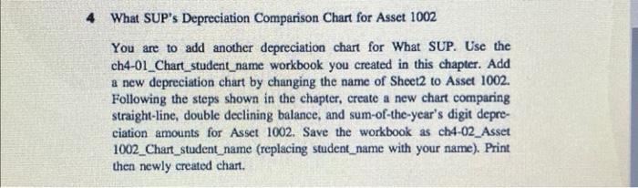 What SUP's depreciation comparion chart for Asset 1002? 4 What SUP's Depreciation
