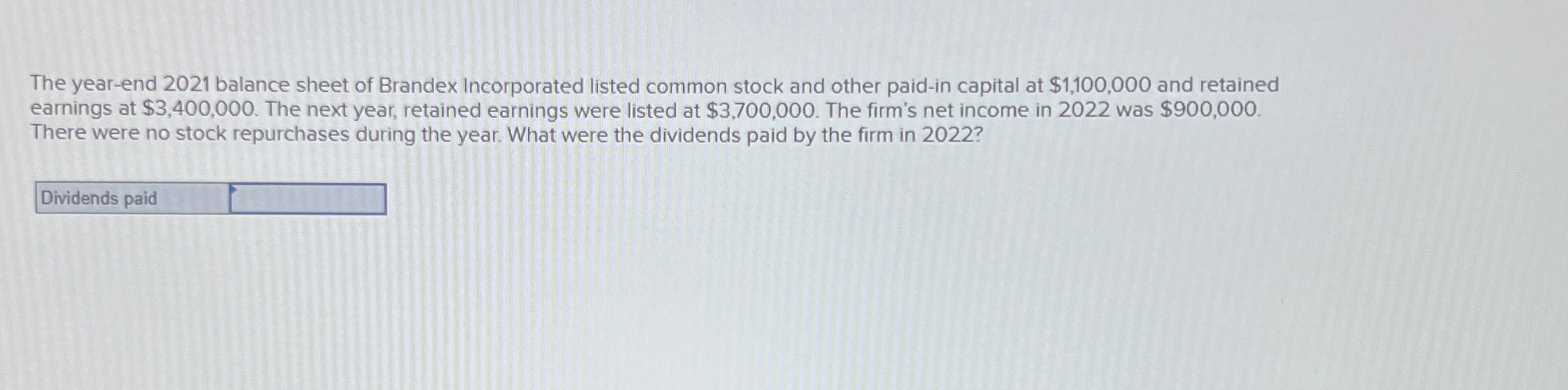  The year-end 2021 balance sheet of Brandex Incorporated listed common stock