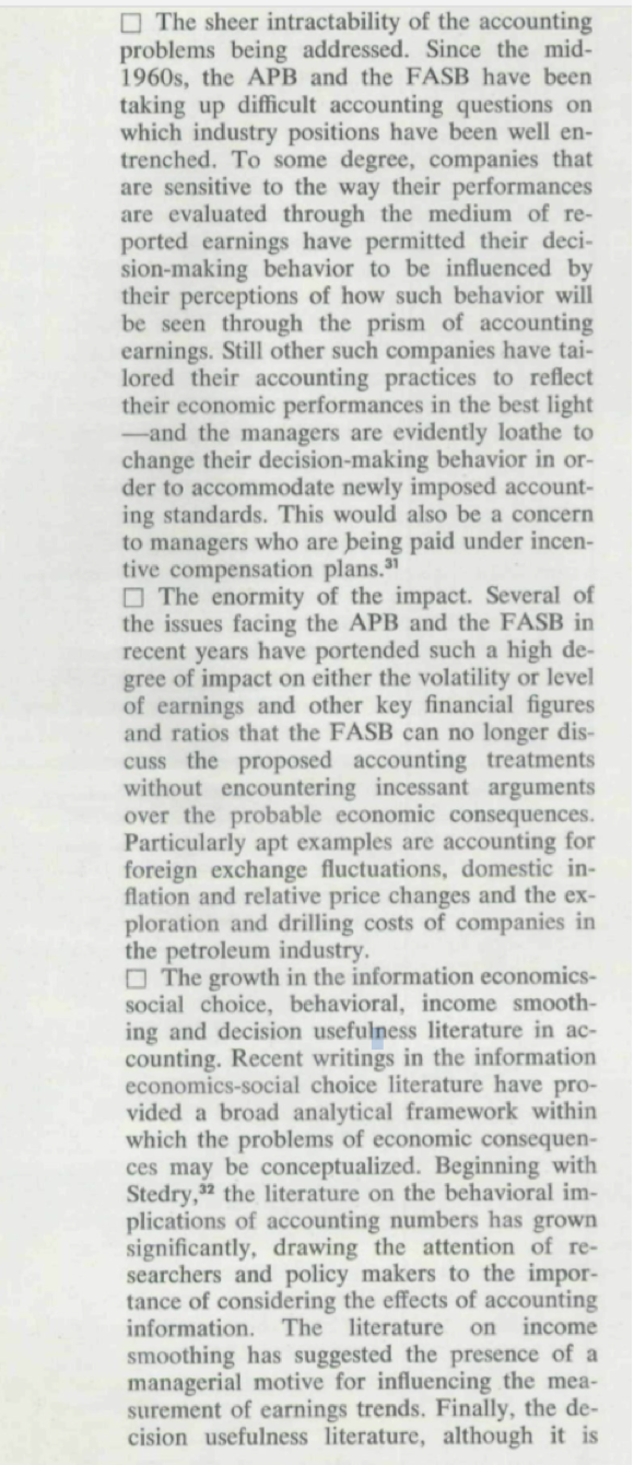 a Substantive Issue Economic consequences have finally become accepted as a valid