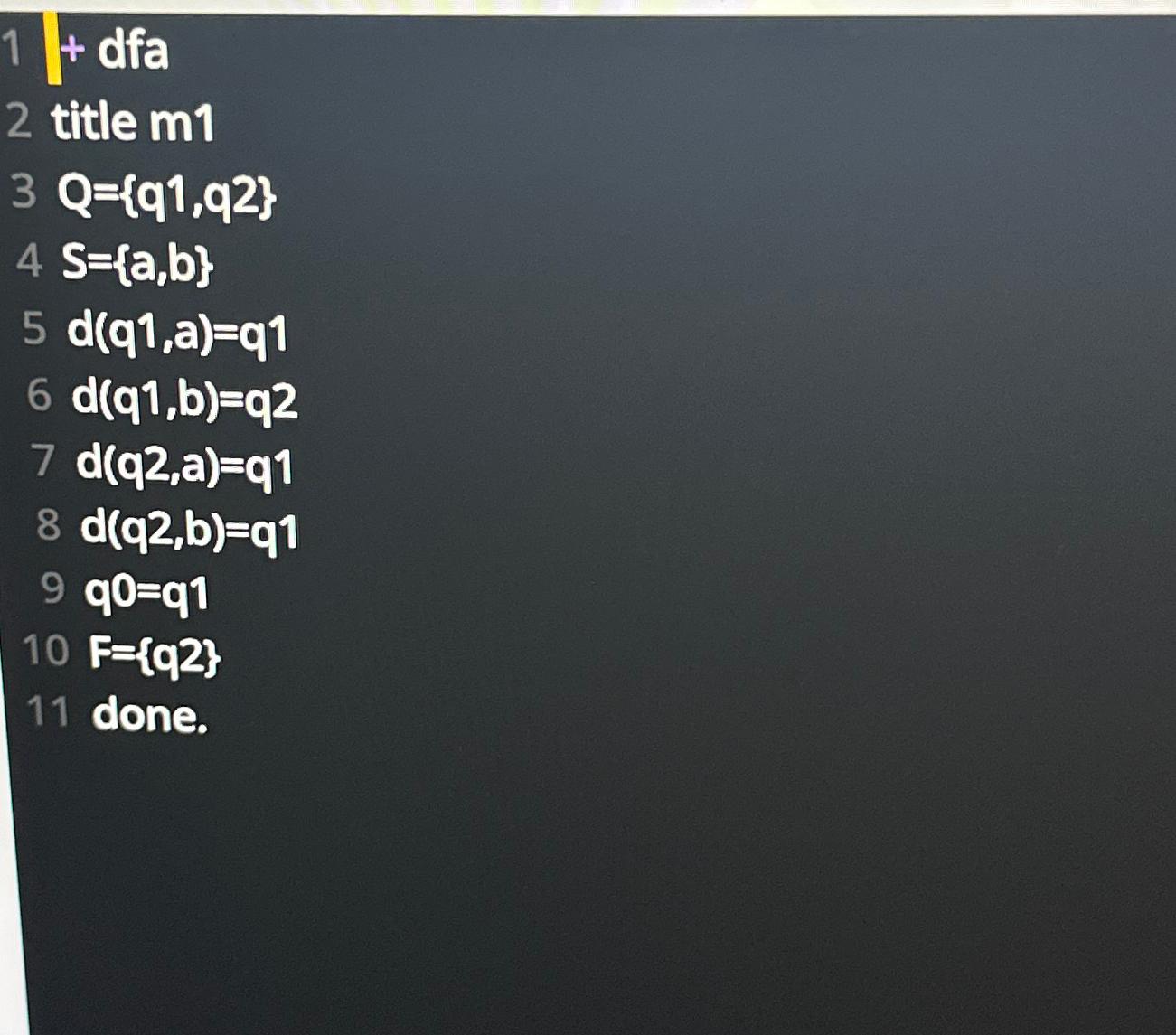 (1) Create a DFA called M-1 that recognizes the @lang of