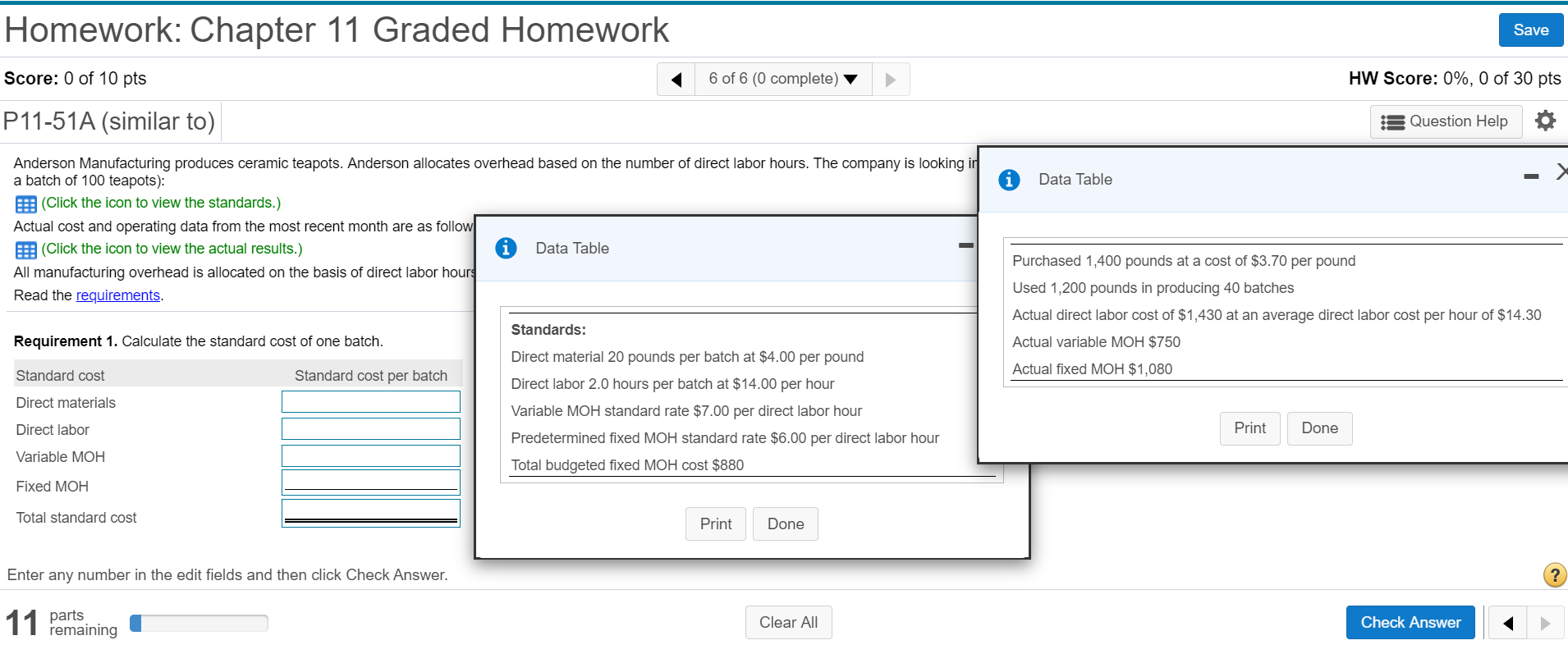 Please help with all the requirements. Thank You! Homework: Chapter 11 Graded