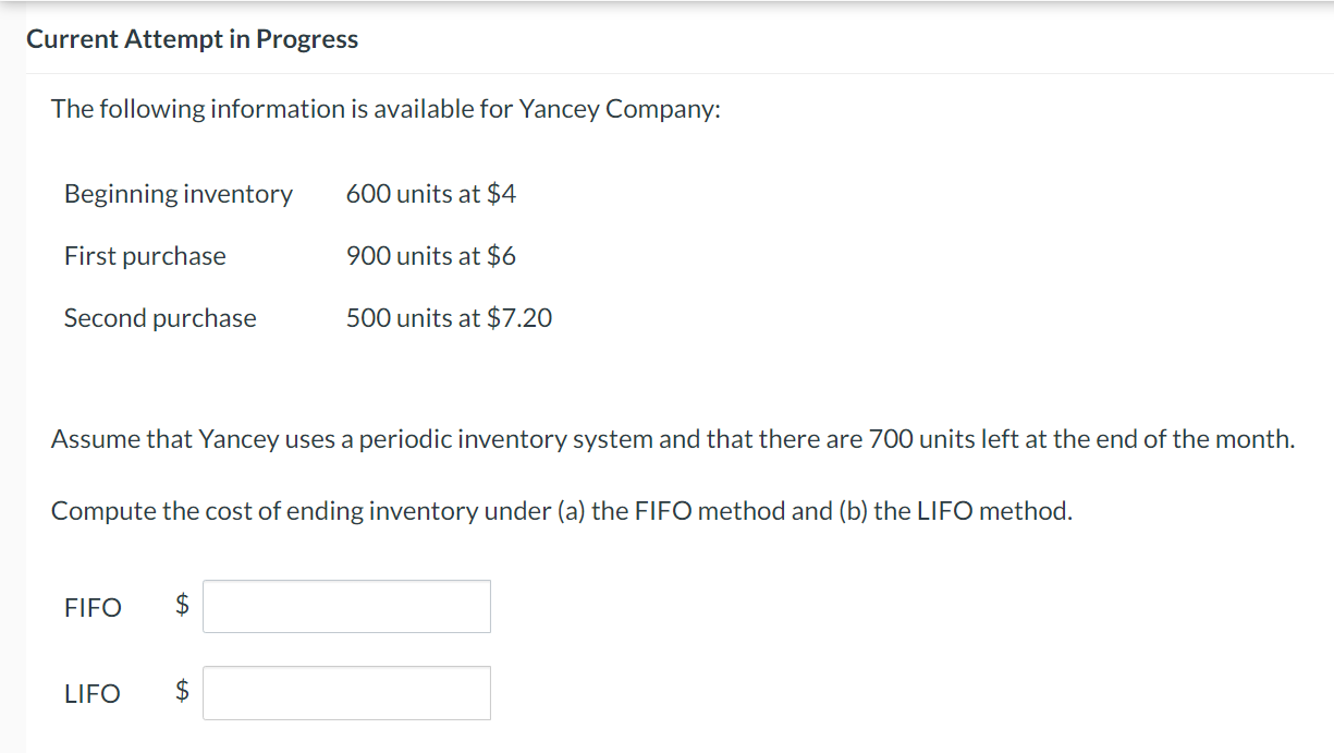 Current Attempt in Progress The following information is available for Yancey