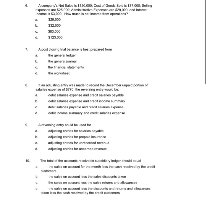 on the answer sheet provided 1. a. b. A business form that