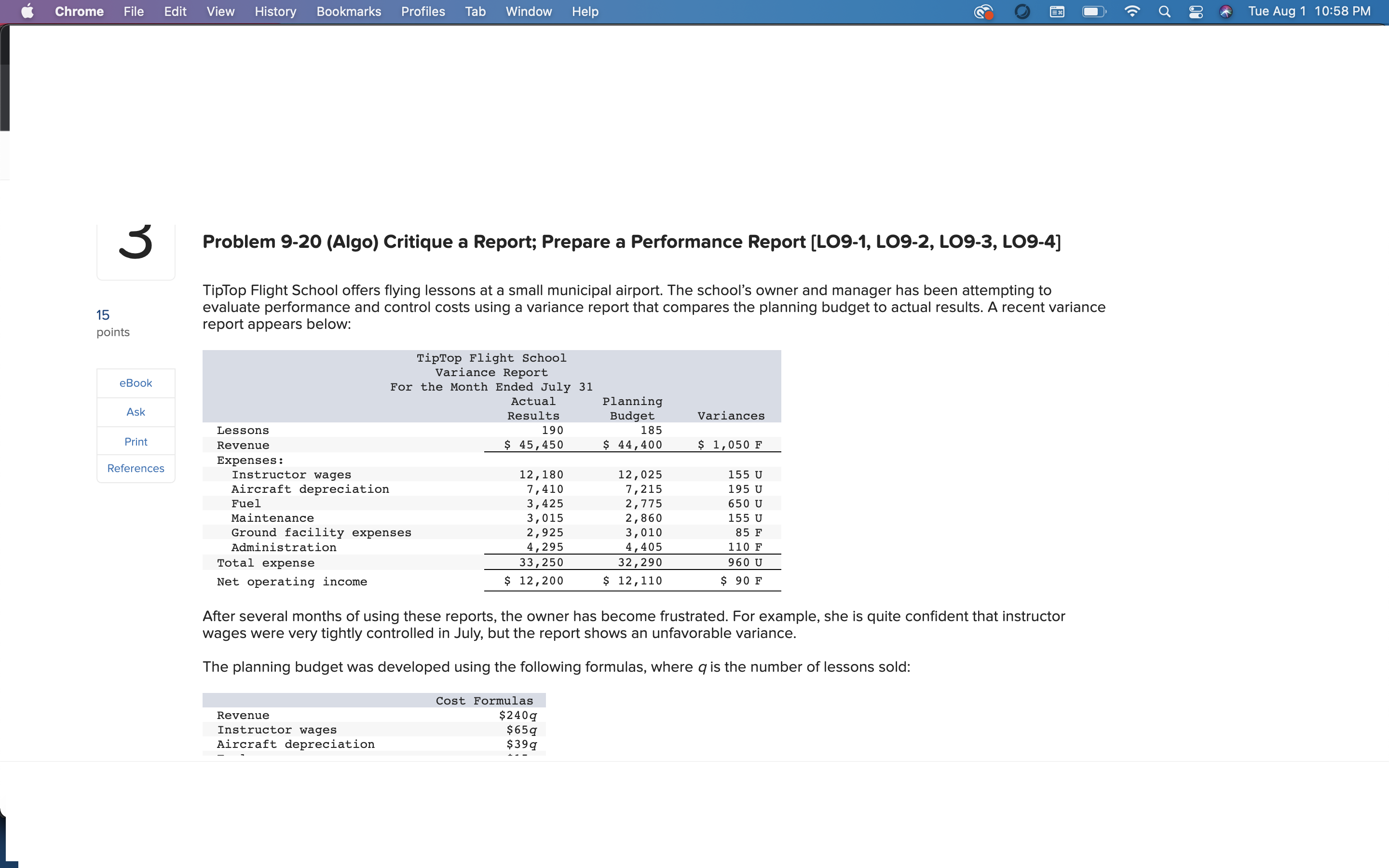  Problem 9-20 (Algo) Critique a Report; Prepare a Performance Report [LO9-1,