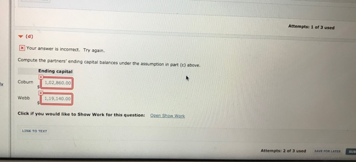(beginning capital, 564,000) and Webb (beginning capital 583,000) are partners. During 2017,