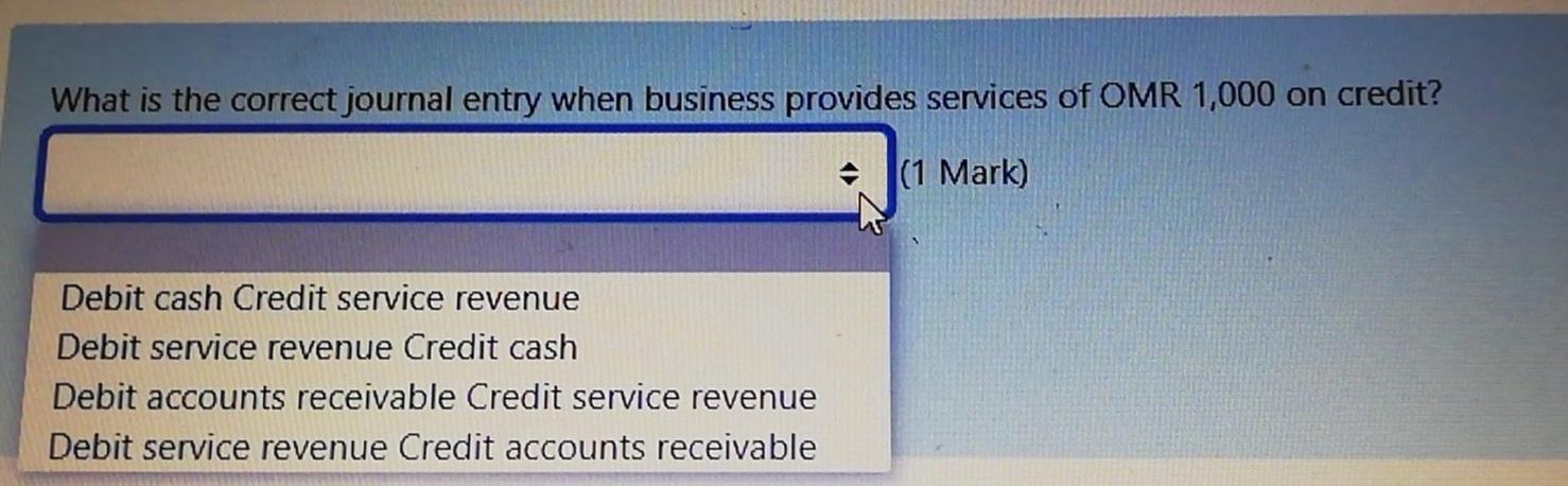 What is the correct journal entry when business provides services of