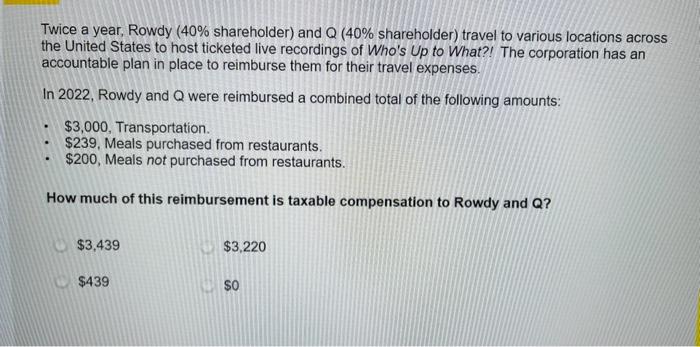  Twice a year, Rowdy ( 40% shareholder) and Q ( 40%