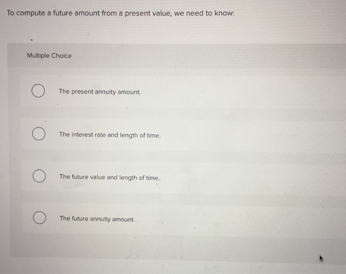  To compute a future amount from a present value, we need