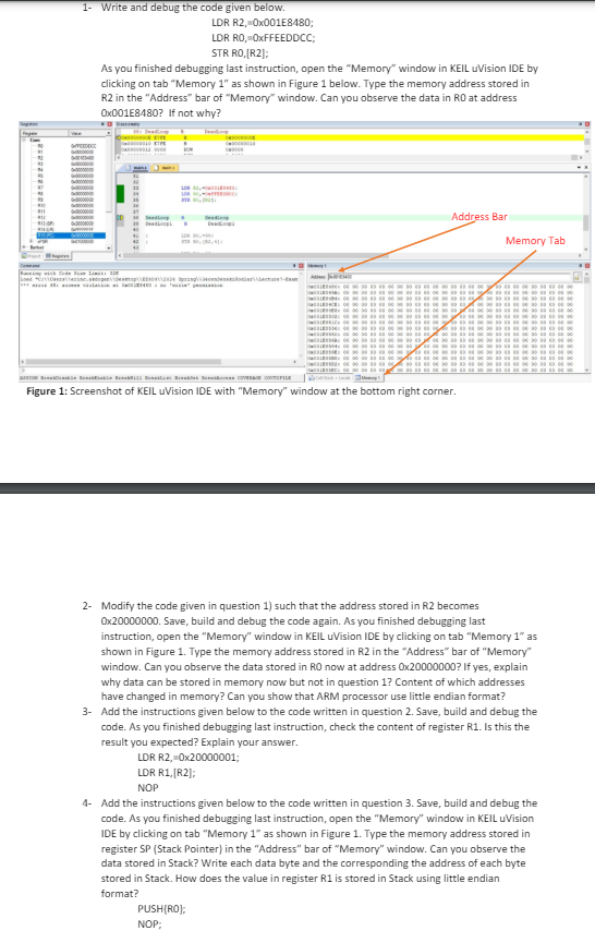  1- Write and debug the code given below. LDR R2,=0001E8480; LDR